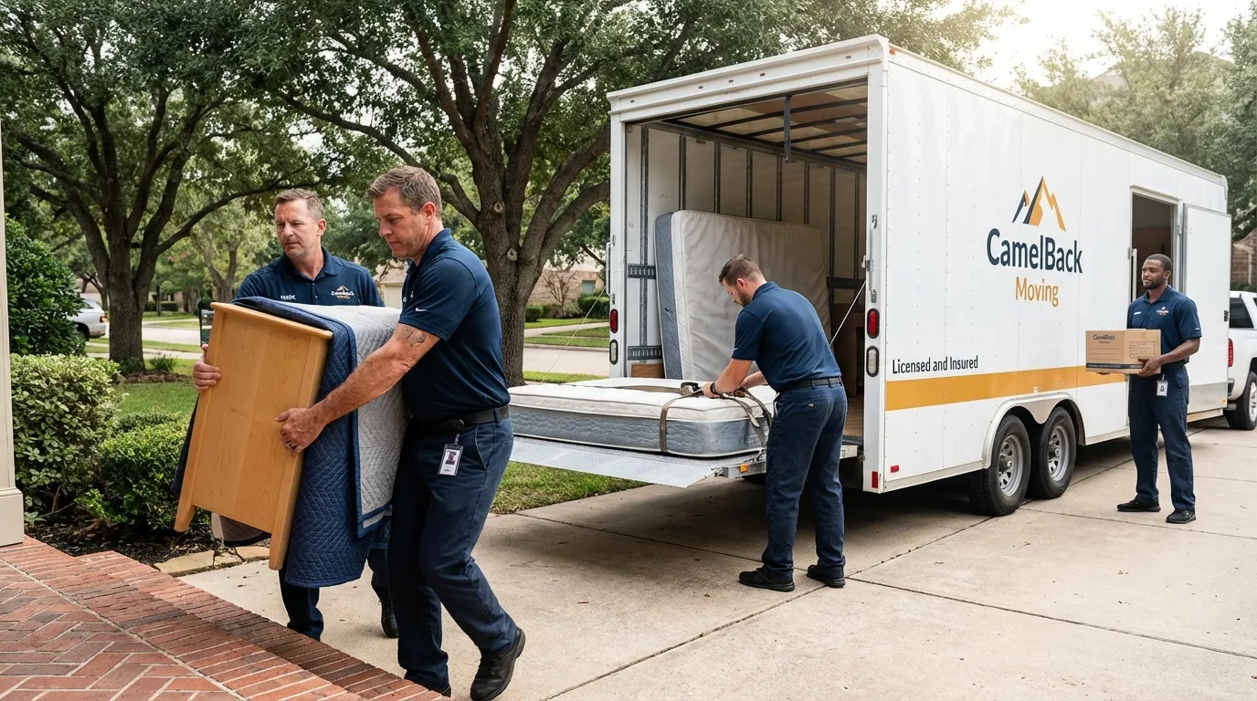 Crew loading residential truck for cross-state move from Chantilly, VA