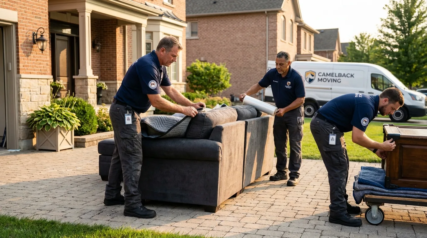 Large estate moving crew wrapping furniture in Chantilly, VA